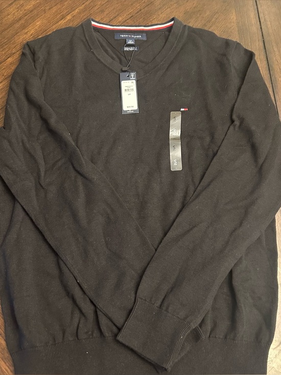 Other - Tommy Hilfiger Men's Sweater with V Neck, Deep Knit Black Small New
